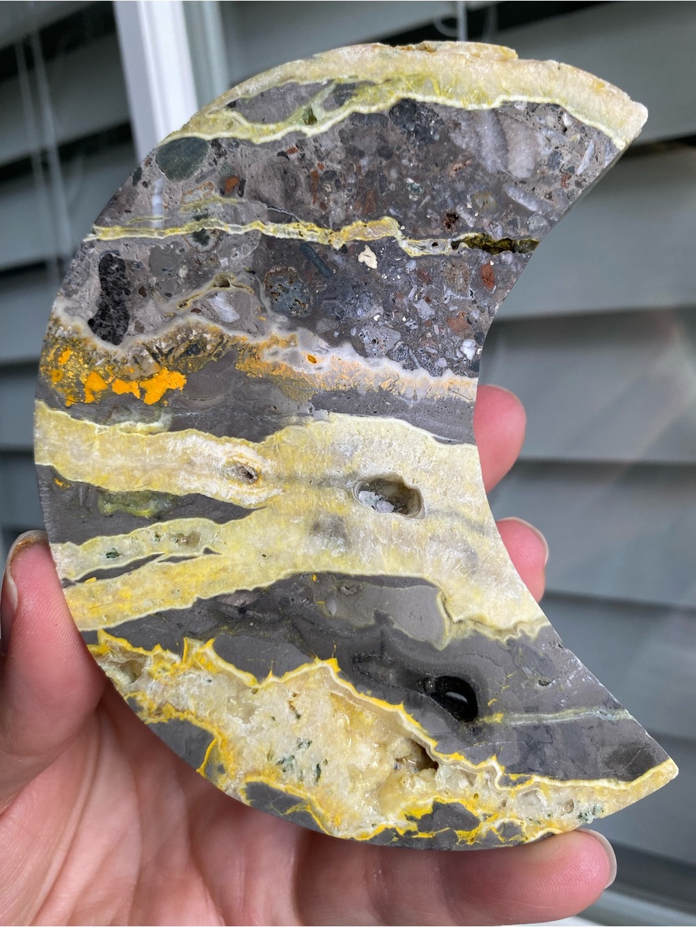 🌙✨ 🐝 Jasper Moon with Open Druzy — 4.5+ Inches ✨🌙